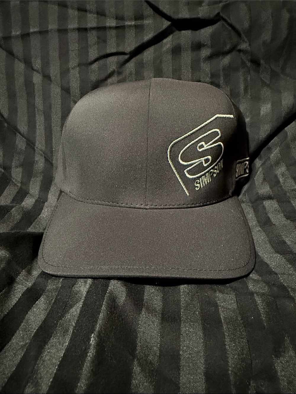 Men's Black Baseball Cap with Simpson Racing Embroidered Logo